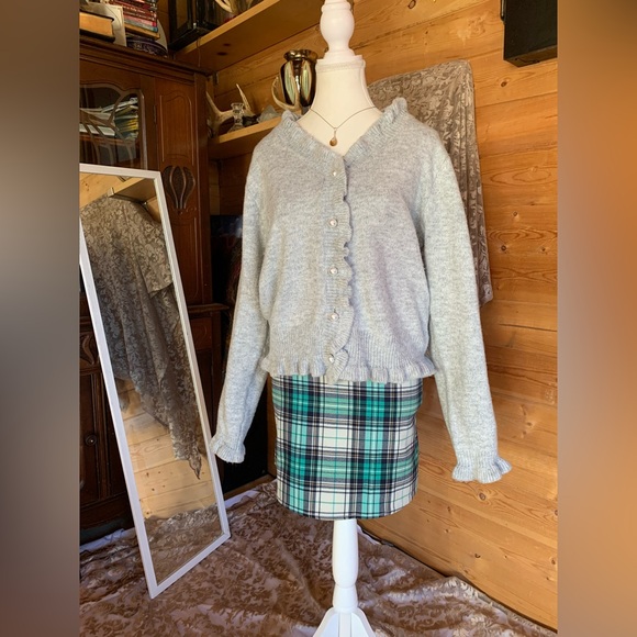 Y2K Twee Mini Dress Brandy Melville Teal Black Plaid Cabin Cottage Picnic Preppy - Picture 10 of 10